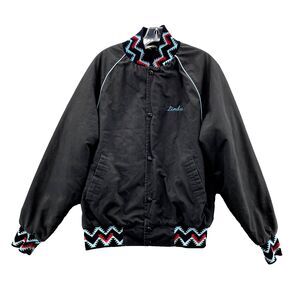 Vintage West Ark Bomber Jacket Medium Black Aztec‎ Southwestern Varsity USA Made